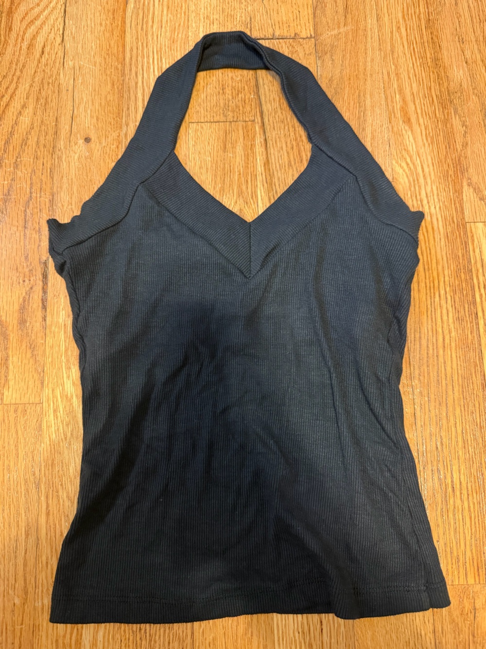 Urban Outfitters Black Ribbed Halter V-Neck Women's Top